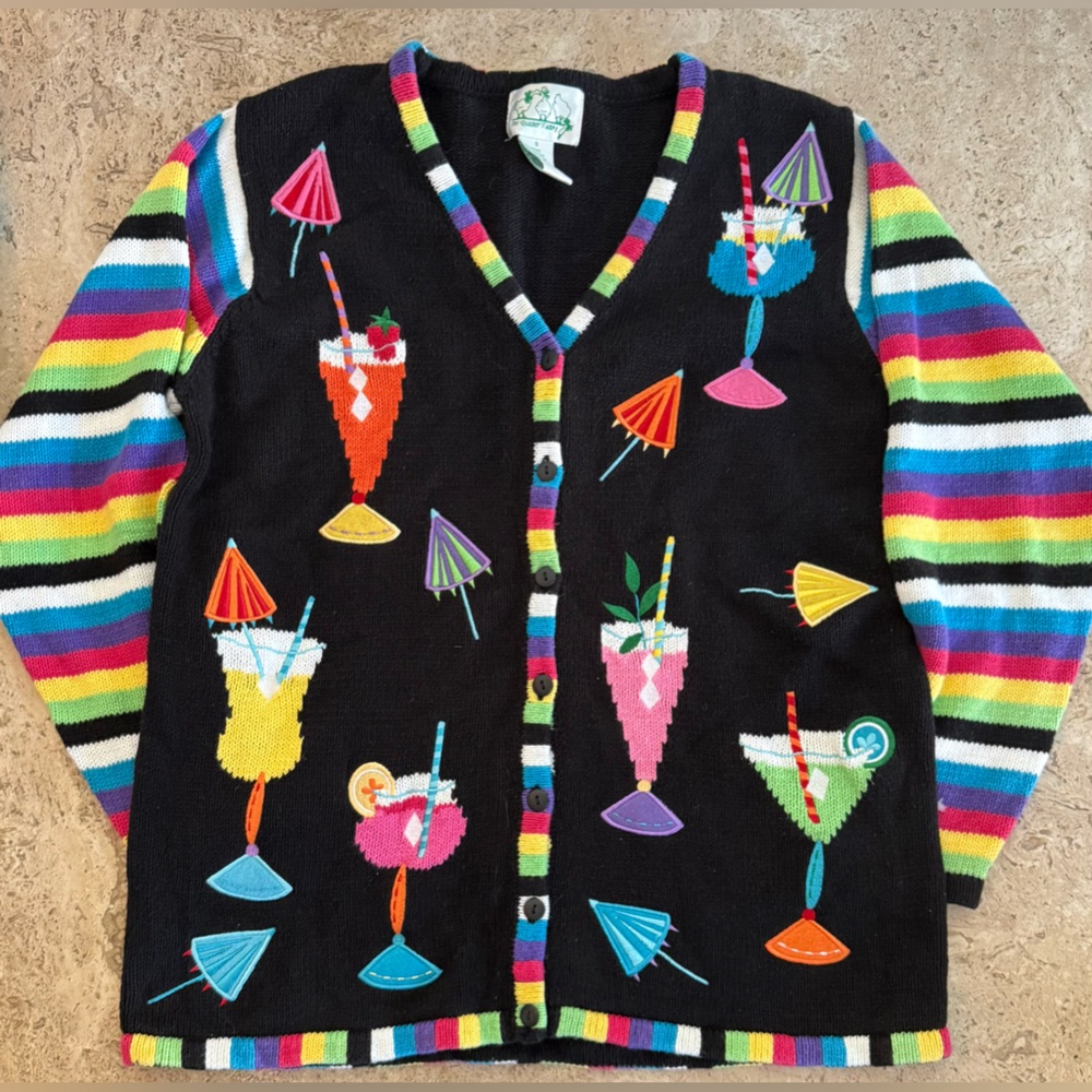 THE QUACKER FACTORY Happy Hour Rainbow Knit Cardigan Sweater